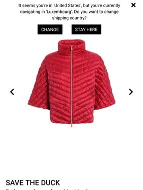 SAVE THE DUCK Red Quilted Short Puffer Jacket
